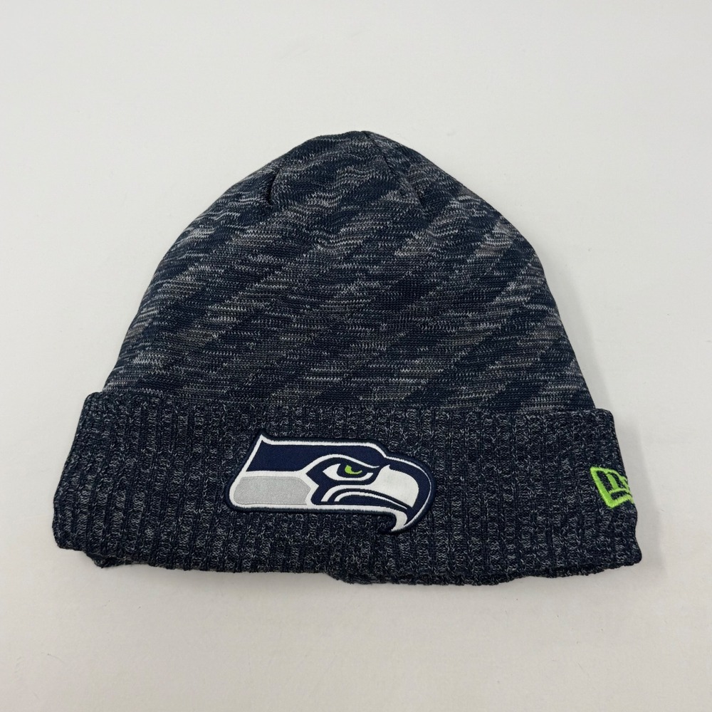 New Era Seattle Seahawks NFL Cuffed Beanie Fleece Lined Marled Navy Grey OSFM